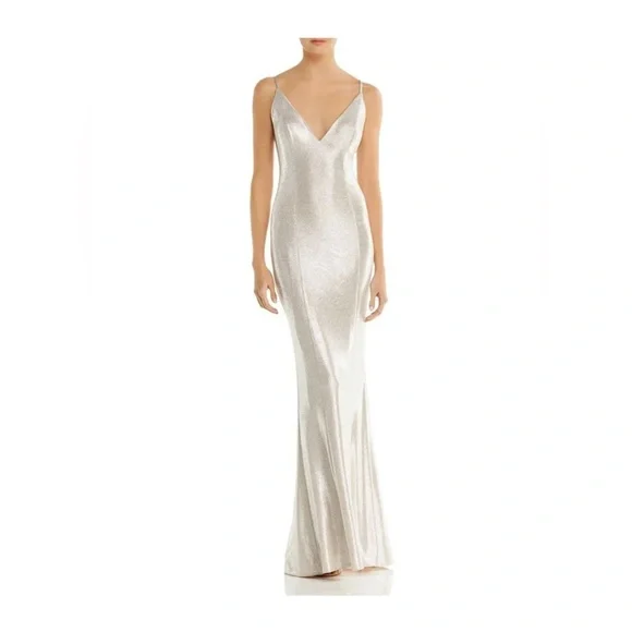 aidan mattox silver dress Aidan Mattox Womens Special Occasion Mermaid Evening Dress, Silver, Size: 4